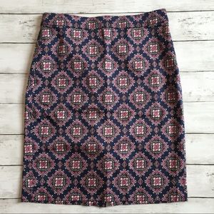 JCrew Paisley Pencil Skirt